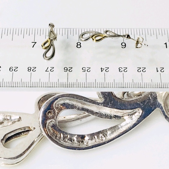 Diamond 14k Gold & Sterling Silver Dangle Earrings - Picture 5 of 6